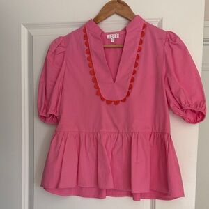 TCEC Pink Blouse with Red Trim